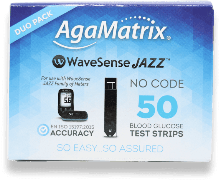 AgaMatrix WaveSense Jazz Blood Glucose Test Strips 50 Pack