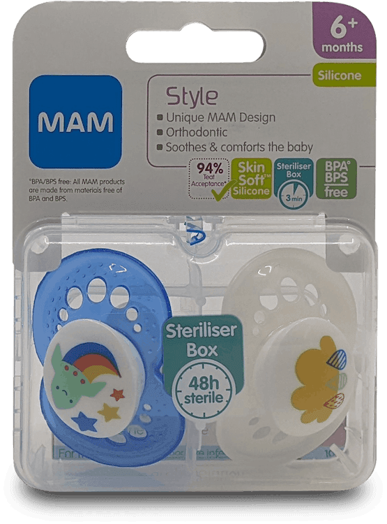 Mam Style Silicone Soothers 6+ Months 2 Pack