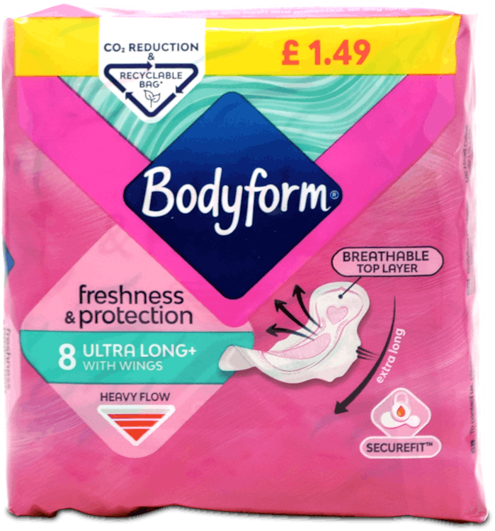 Bodyform Freshness & Protection Ultra Long With Wings Heavy Flow 8 Pack