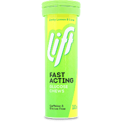 Lift Fast Acting Glucose Chews Tube Lemon & Lime 10 Pack