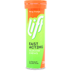 Lift Fast Acting Glucose Chews Tube Orange 10 Pack