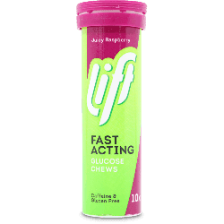 Lift Fast Acting Glucose Chews Tube Raspberry 10 Pack