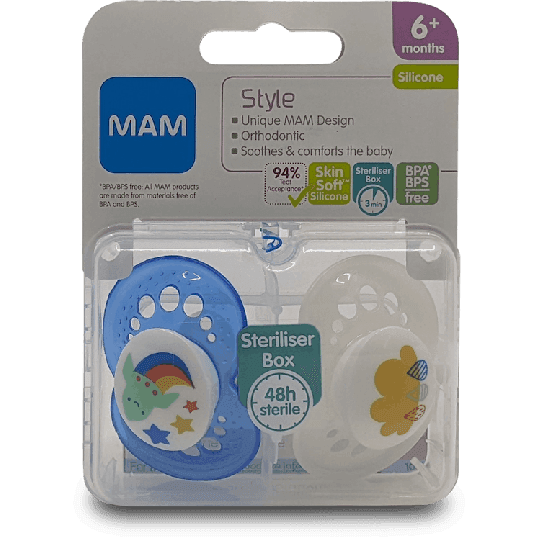 Mam Style Silicone Soothers 6+ Months 2 Pack