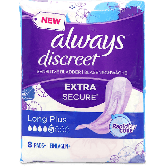 Always Discreet Pads Long Plus 8 Pack