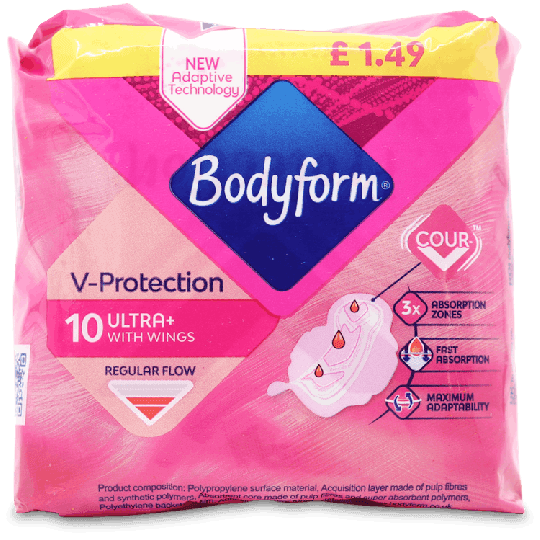 Bodyform V- Protection Ultra+ with Wings 10 Pack