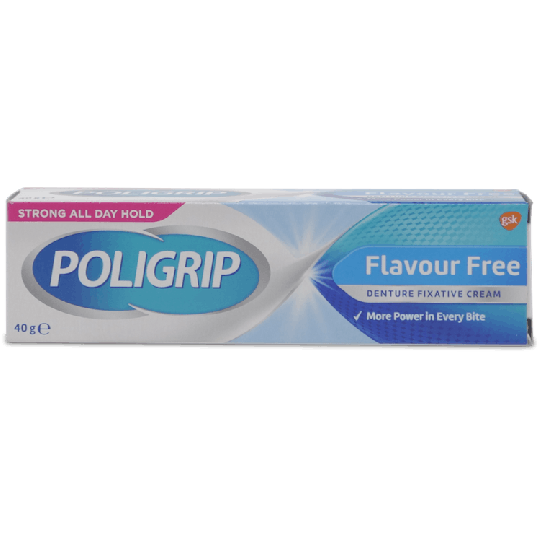 Poligrip Flavour Free Denture Adhesive Cream 40g