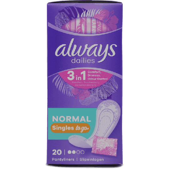 Always Dailies Singles Panty Liners Normal 20 Liners