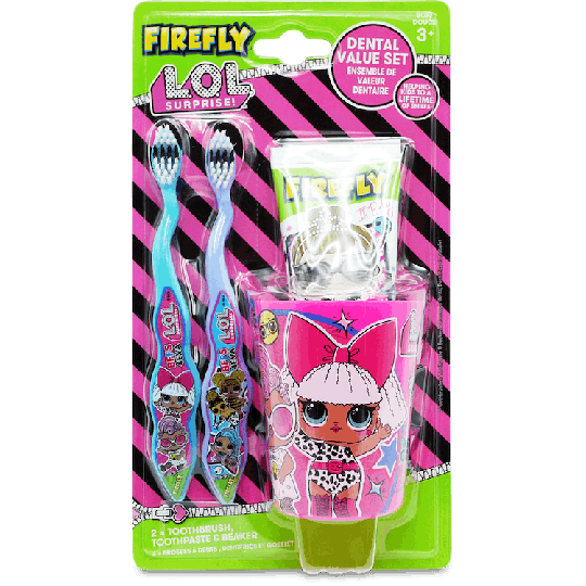 Firefly LOL Surprise Dental Set: 2 Toothbrushes, Toothpaste & Beaker