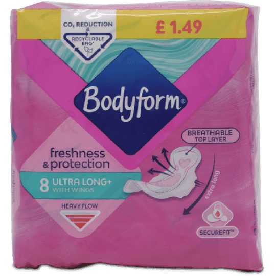 Bodyform Freshness & Protection Ultra Long With Wings Heavy Flow 8 Pack