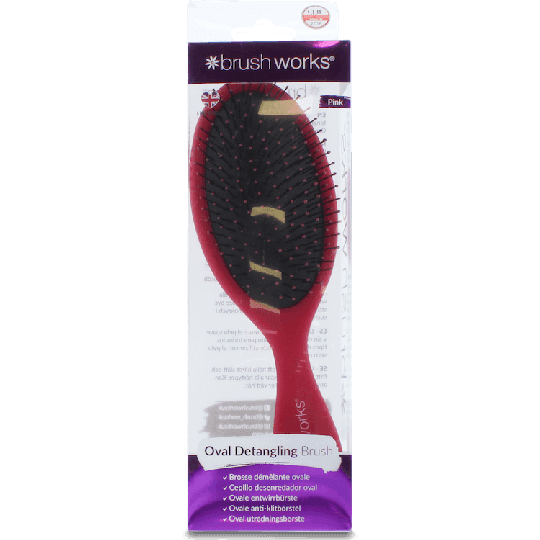 Brushworks Professional Oval Detangling Hair Brush Pink